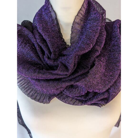 Shawl Wrap Scarf Glistening Purple Thread with Black 16" x 76"See Photos Meas - Picture 1 of 9